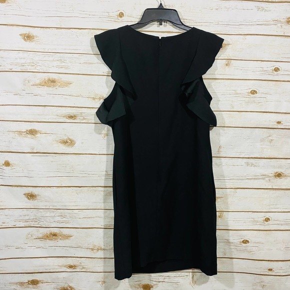 Banana Republic Black Round Neck Sleeveless Back Zip Dress Size 4 - Picture 5 of 7
